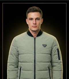 Men's Sage Green Puffer Bomber Jacket - Winter Collection