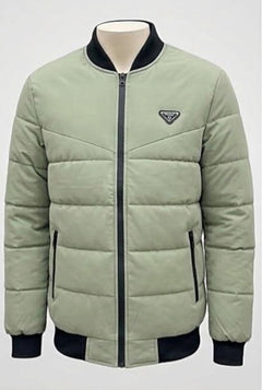 Men's Sage Green Puffer Bomber Jacket - Winter Collection