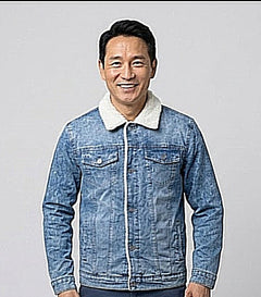 Men's Light Wash Sharpa-Lined Denim Jacket